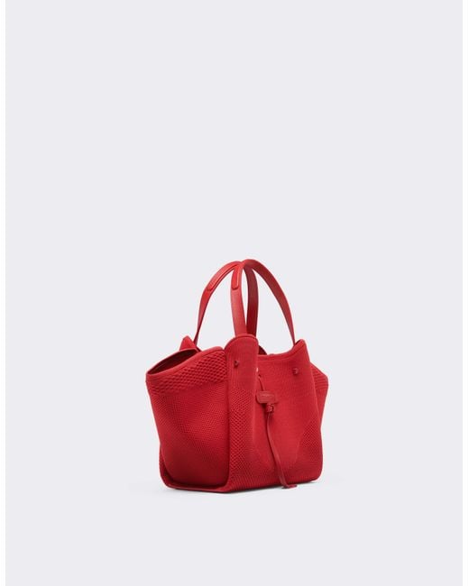 Ferrari Red Knitted And Leather Tote Bag