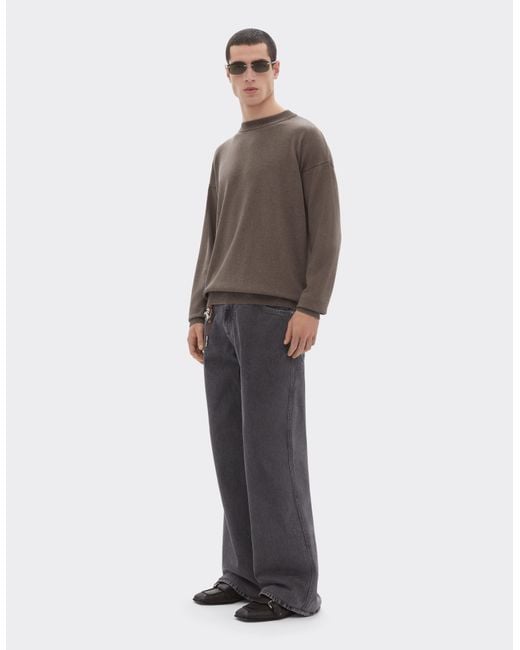 Ferrari Brown Cotton And Silk Sweater With Logo for men