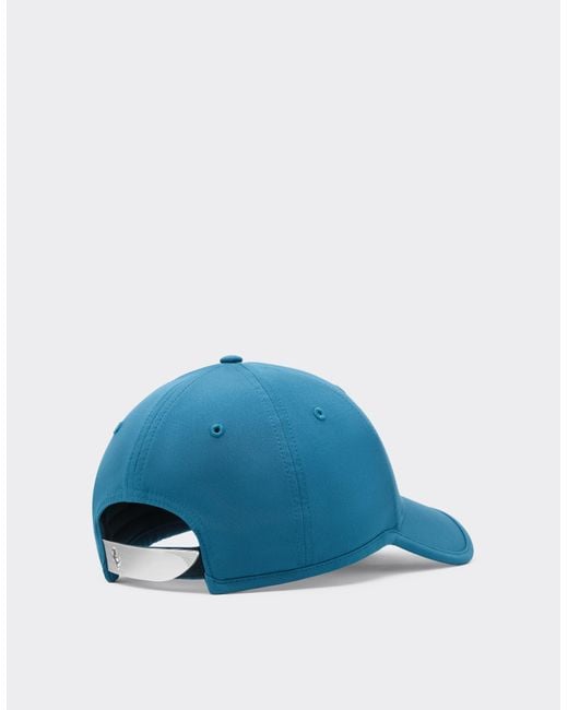 Ferrari Blue Baseball Cap With Metal Prancing Horse