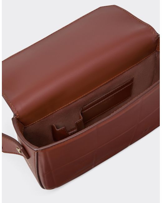 Ferrari Brown Leather Messenger Bag for men