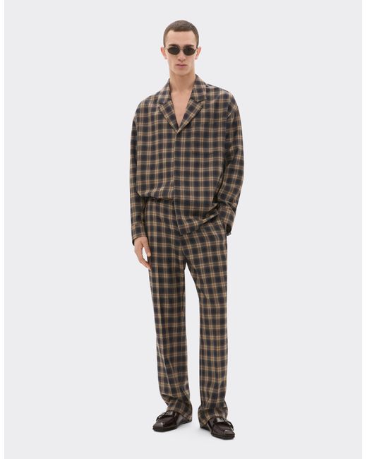 Ferrari Gray Tartan Wool Shirt for men