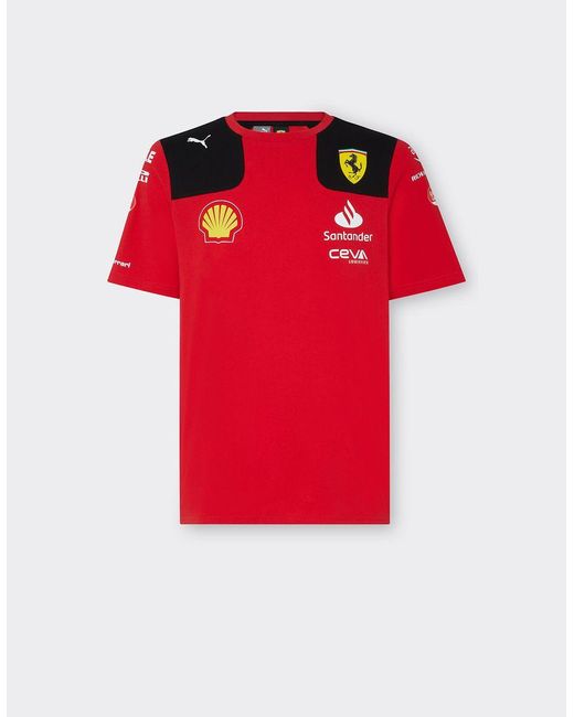 T-shirt Sainz Replica Team Scuderia di Ferrari in Red da Uomo