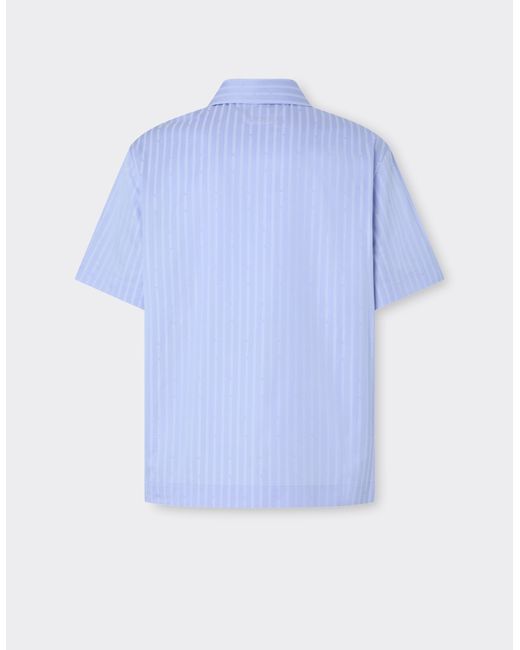 Ferrari Blue Cotton Shirt With Monogram Pattern for men