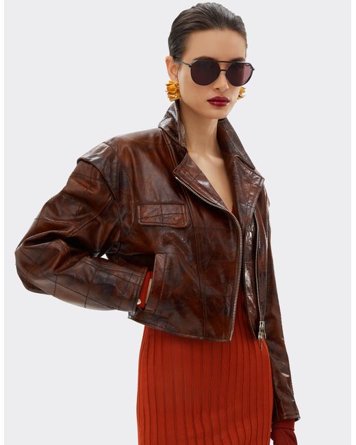 Ferrari Brown Biker Jacket
