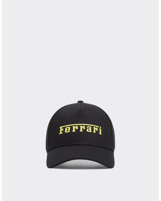 Ferrari Black Baseball Cap With Rubberized Logo