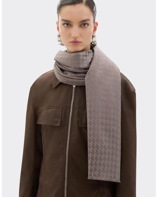 Ferrari Brown Wool And Silk Scarf