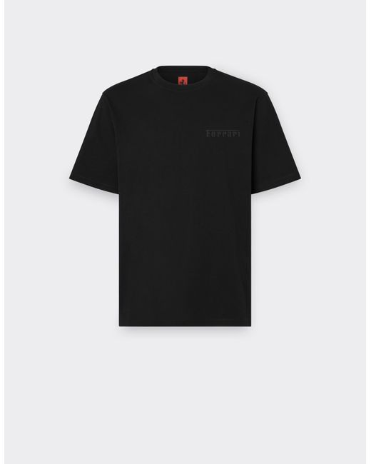 Camiseta De Algodón Con Logotipo Ferrari de hombre de color Black