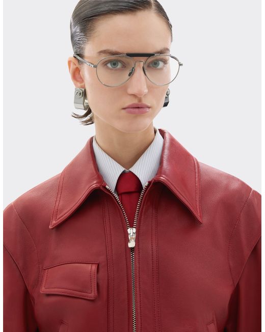 Ferrari Red Deer-Effect Nappa Leather Blouson
