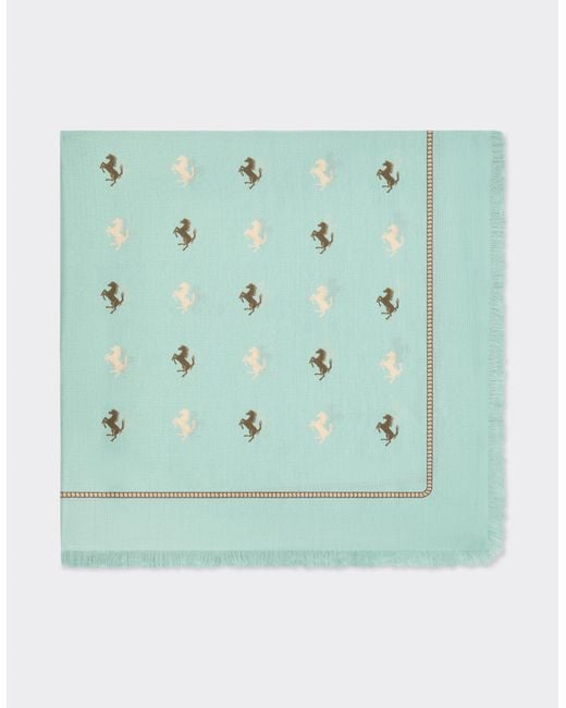 Ferrari Green Cotton And Silk Twill Scarf