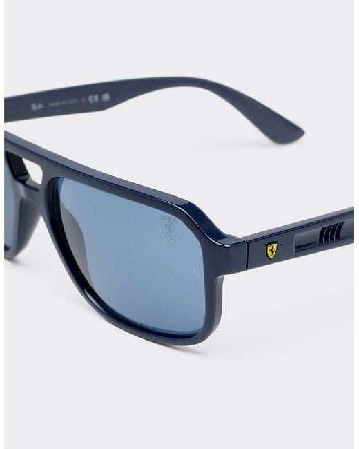 Ferrari Pale Blue Ray-ban For Scuderia Rb4414mf Sunglasses With Blue Lenses