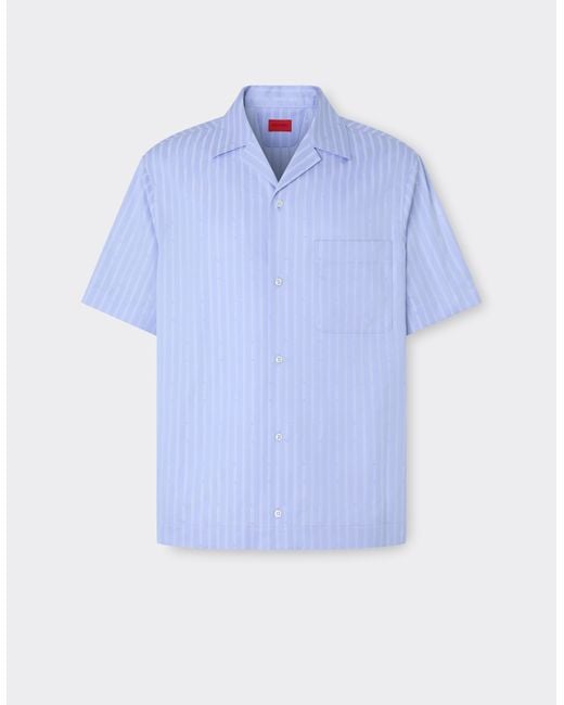 Ferrari Blue Cotton Shirt With Monogram Pattern for men