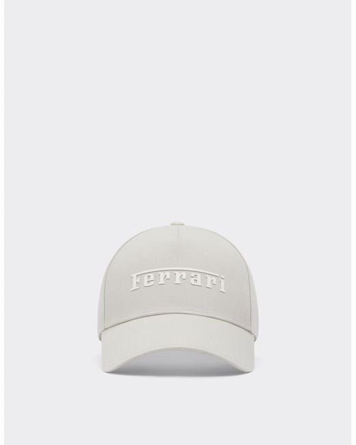 Ferrari White Baseball Cap With Rubberized Logo