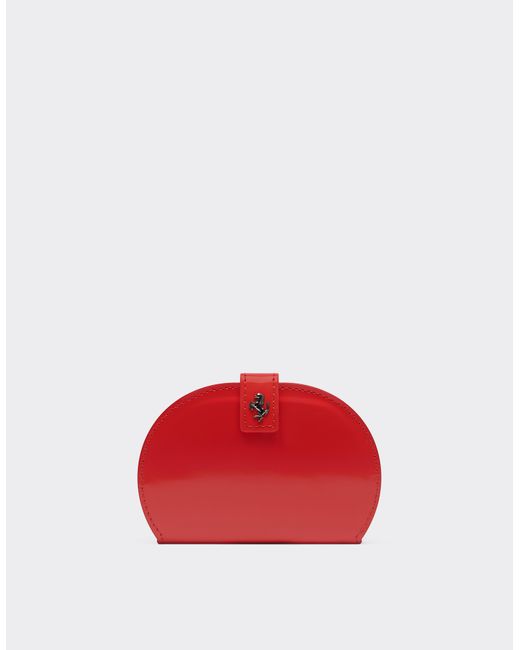 Porte-Cartes Pliant En Cuir Brossé Brillant Ferrari en coloris Red