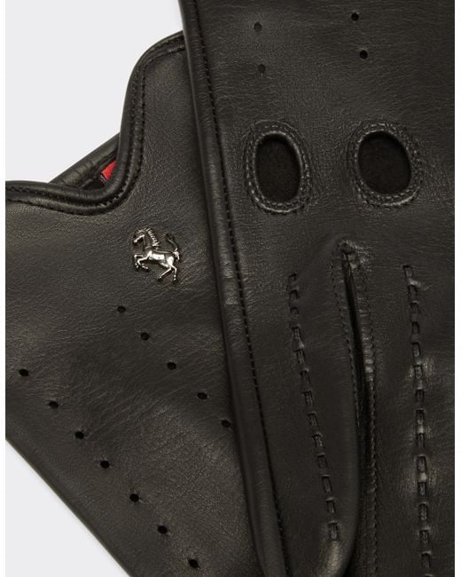 Ferrari Black Nappa Leather Driving Gloves