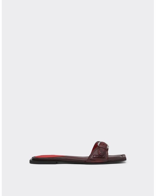 Ferrari White Flat Leather Sandals