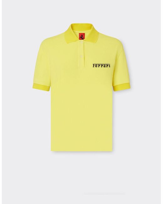 Ferrari Yellow Poloshirt Aus Baumwolle Mit -logo Aus Silikon
