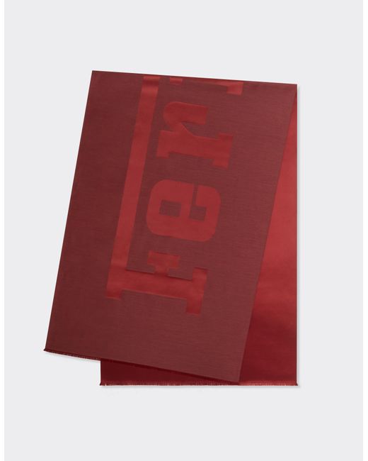 Ferrari Red Wool And Silk Scarf With Logo