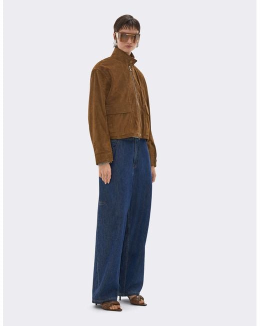 Ferrari Blue Suede Blouson With Oversized Shoulders