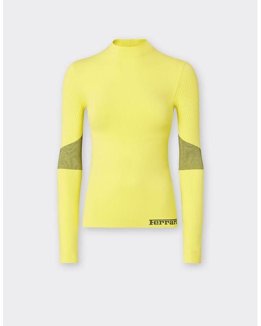 Ferrari Yellow Long Sleeve Sweater Made Of Technical Fabric