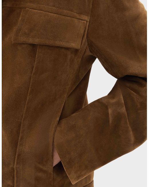 Ferrari Brown Suede Biker Jacket With Prancing Horse for men