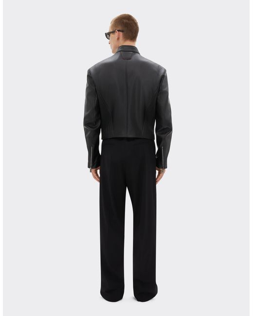 Ferrari Black Nappa Leather Biker Jacket for men