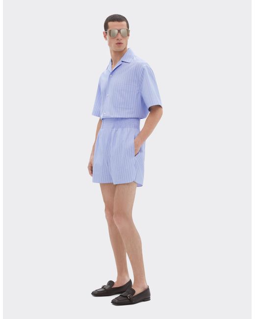 Ferrari Blue Cotton Shirt With Monogram Pattern for men