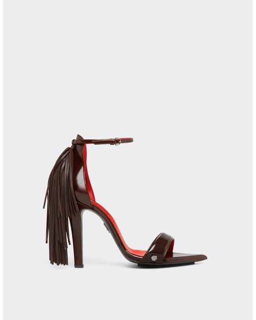 Ferrari White Leather Sandals With Fringing