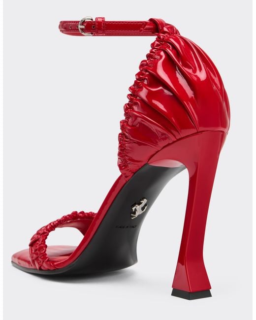 Ferrari Red Patent Leather High Heel Sandal With Strap