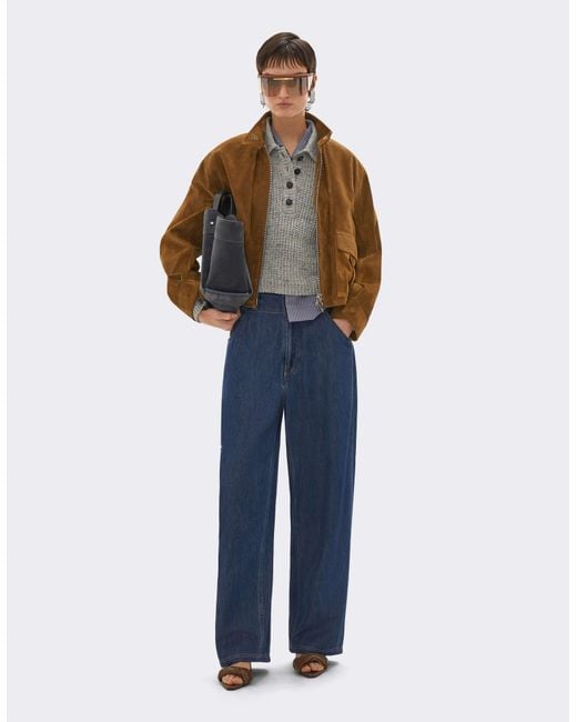 Ferrari Blue Suede Blouson With Oversized Shoulders