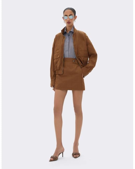 Ferrari Brown Recycled Gabardine Skirt With Water-Repellent Finish