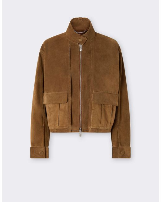 Ferrari Blue Suede Blouson With Oversized Shoulders