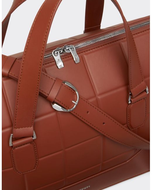 Ferrari Brown Leather Duffle Bag for men