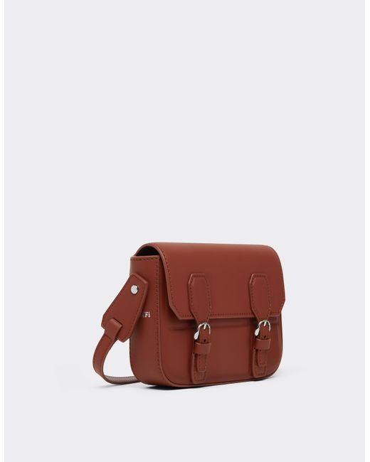 Ferrari Brown Mini Leather Messenger Bag for men