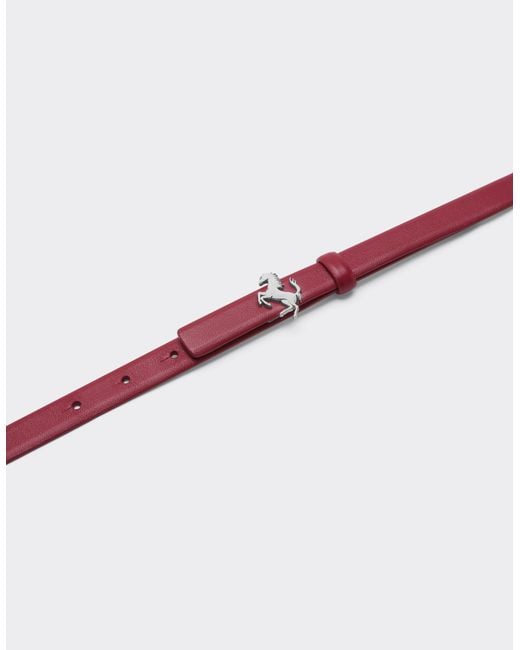 Ferrari Red Thin Nappa Leather Belt