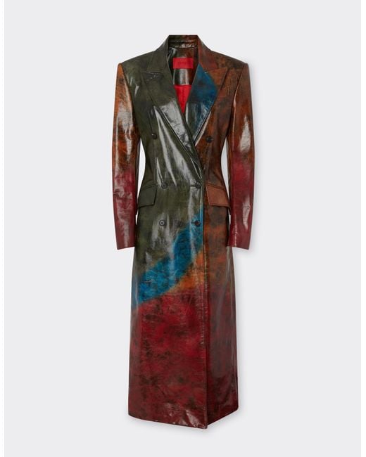 Ferrari Red Misted Leather Coat