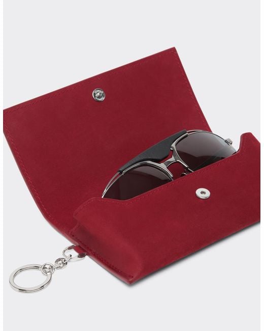 Ferrari Red Nubuck Eyeglass Case for men