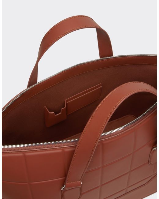 Ferrari Brown Leather Duffle Bag for men