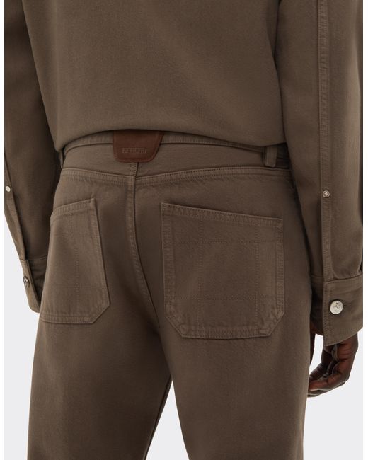 Ferrari Brown Denim Trousers for men