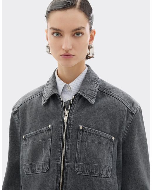 Ferrari Gray Dark Marbled Denim Jacket