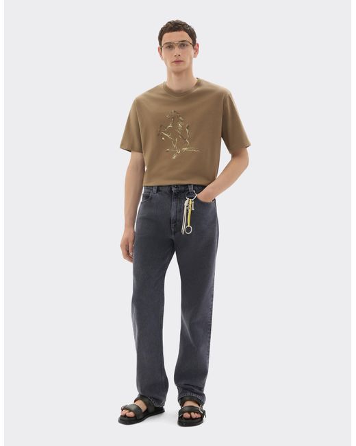 Ferrari Natural Cotton T-Shirt With Prancing Horse Print for men