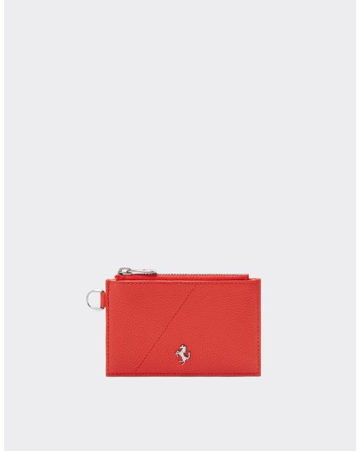 Ferrari Red Zip Card Holder for men