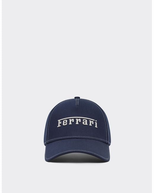 Ferrari Blue Baseball Cap With Rubberized Logo