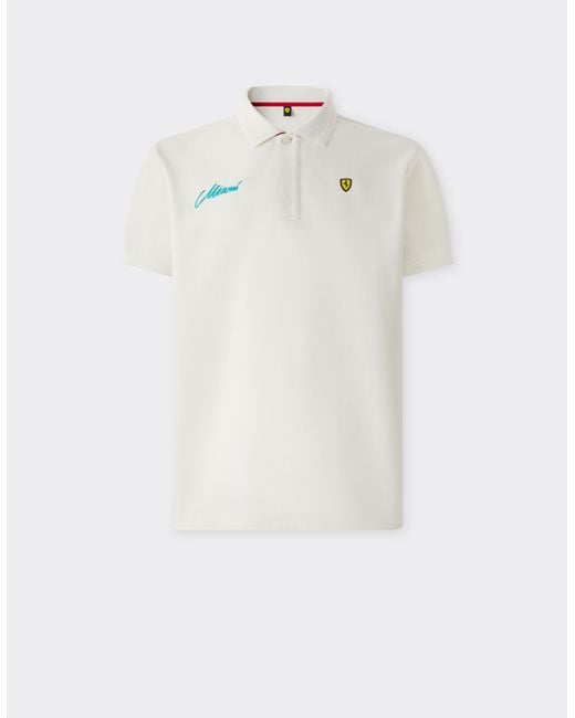 Ferrari White Scuderia Miami 2026 Polo Shirt for men