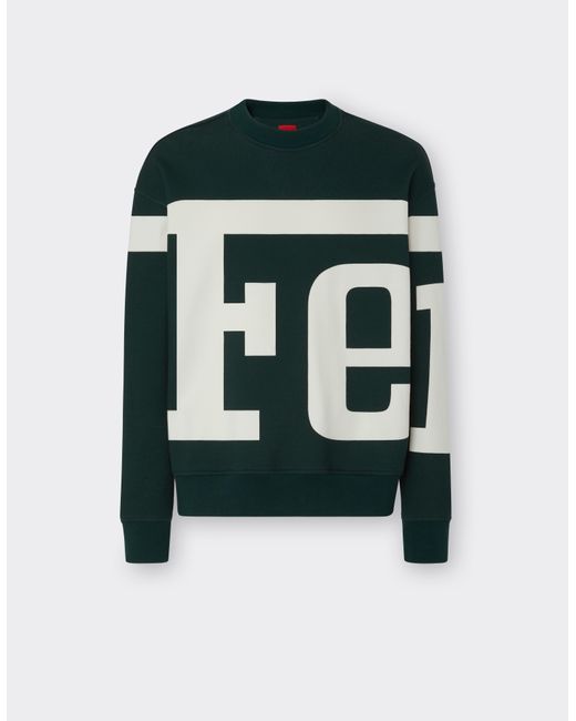 Ferrari Green Cotton Sweatshirt With Macro-Lettering Print