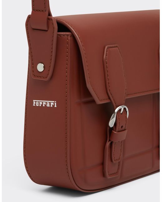 Ferrari Brown Leather Messenger Bag for men