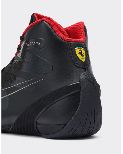 Ferrari Black Carbon Cat Mid Puma Shoes For Scuderia