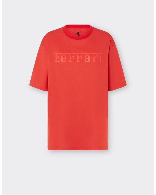 T-shirt En Coton Avec Logo Ferrari en coloris Red