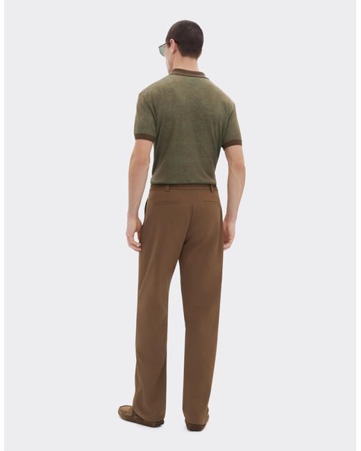 Ferrari Green Linen, Cashmere, And Silk Polo Shirt for men