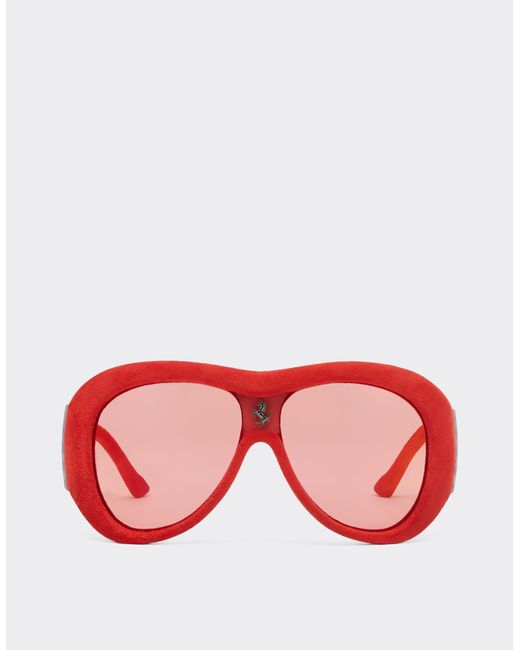Ferrari Limited Edition Leather Covered Sunglasses With Mirror Lens