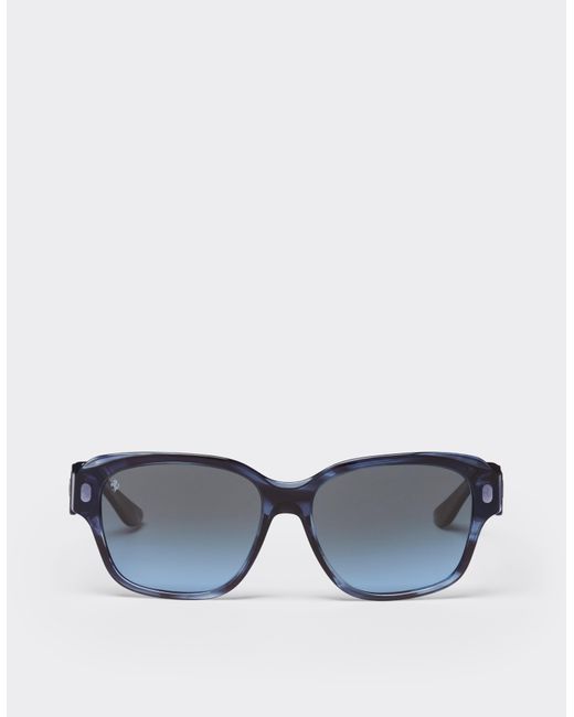 Gafas De Sol De Acetato Azul A Rayas Con Cristales Azules Degradados Polarizados Ferrari de color Blue